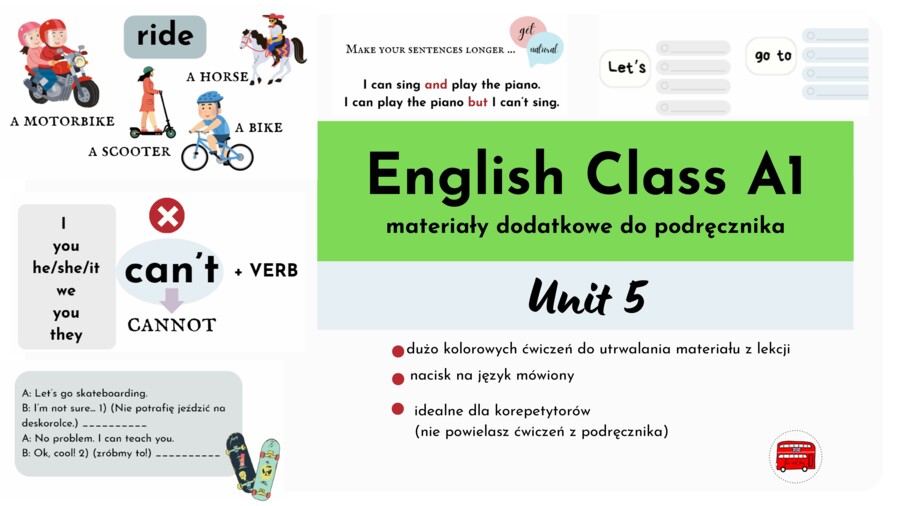 English Class A1, unit 5, materiały dodatkowe, czasownik "can"