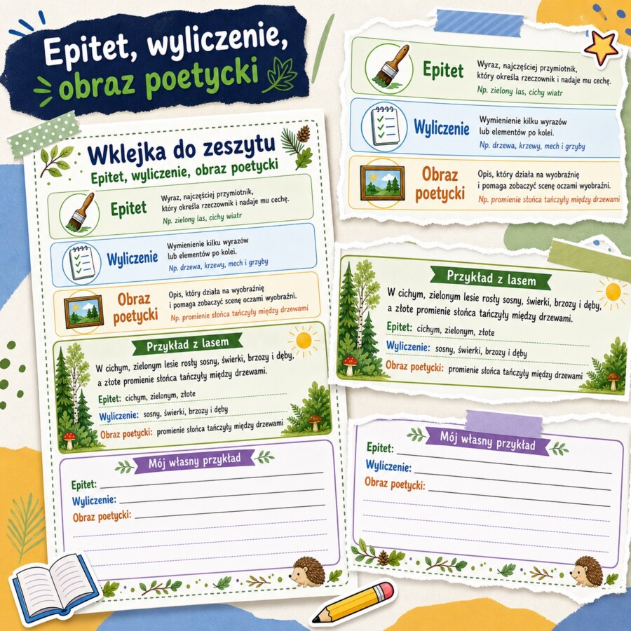 Wklejka do zeszytu: Epitet, wyliczenie, obraz poetycki