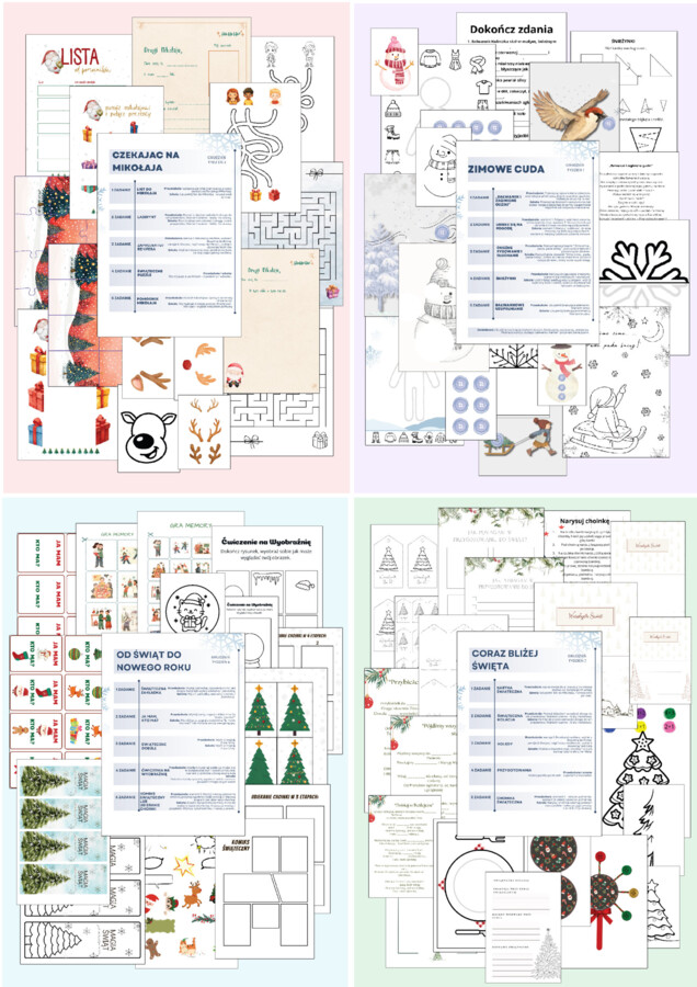 Grudniowe aktywności – 4 tygodnie zabawy i świątecznej magii! ponad 80 stron kart dla przedszkola i szkoły!