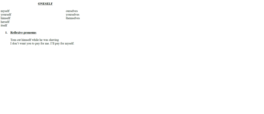 Reflexive and emphatic pronouns