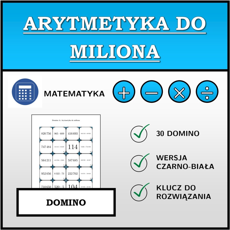 Domino - Arytmetyka do miliona | matematyka