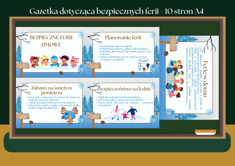 Gazetka szkolna bezpieczne ferie zimowe