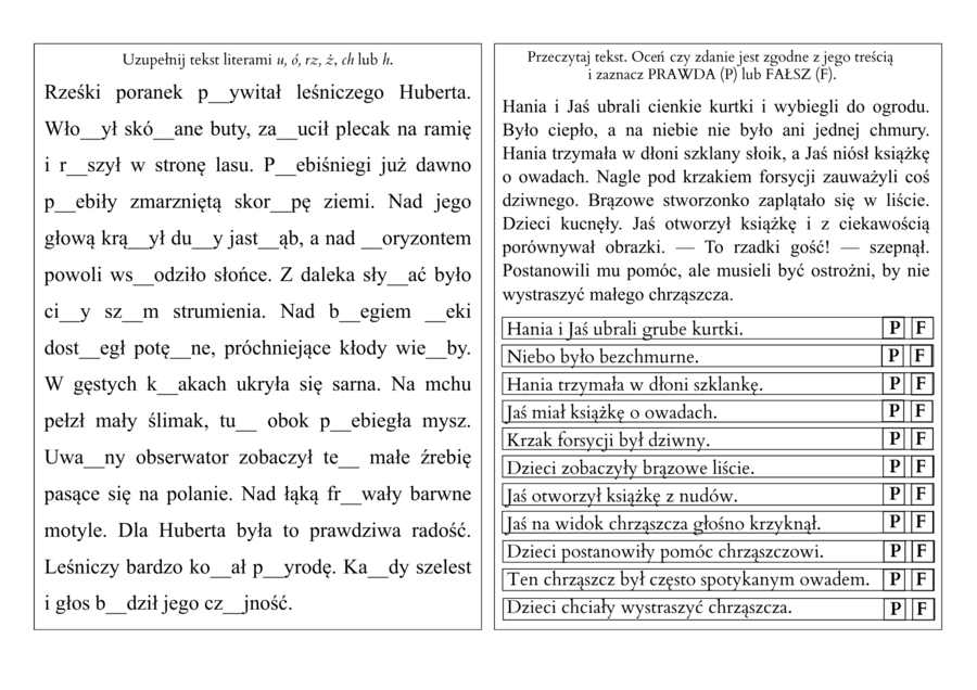 Wiosenne karty pracy (klasa 3) - edukacja polonistyczna