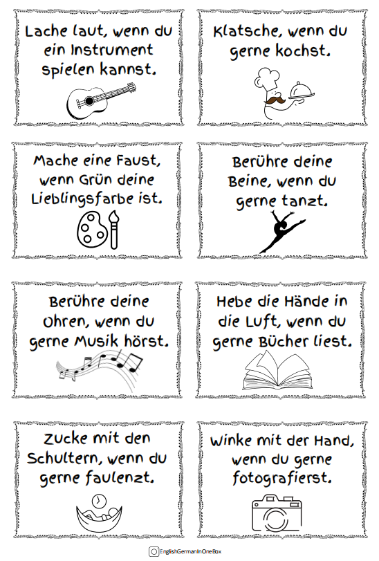 Kennenlernenspiel/Bewegungsspiel Mache das, wenn du... język niemiecki