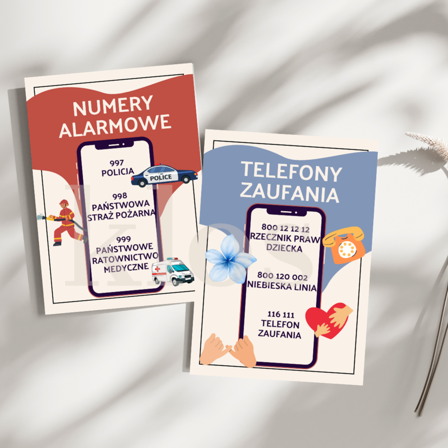 Plakat Numery Alarmowe + Telefony Zaufania