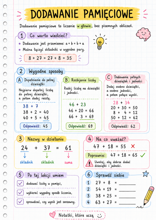 Notatki, które uczą – matematyka klasa 4