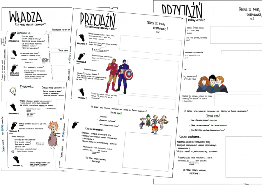 Rozprawka KROK po KROKU - klasa 7 (trzy tematy)