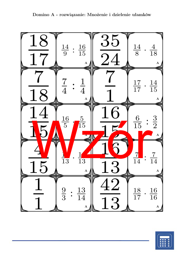 Domino - Mnożenie i dzielenie ułamków | matematyka