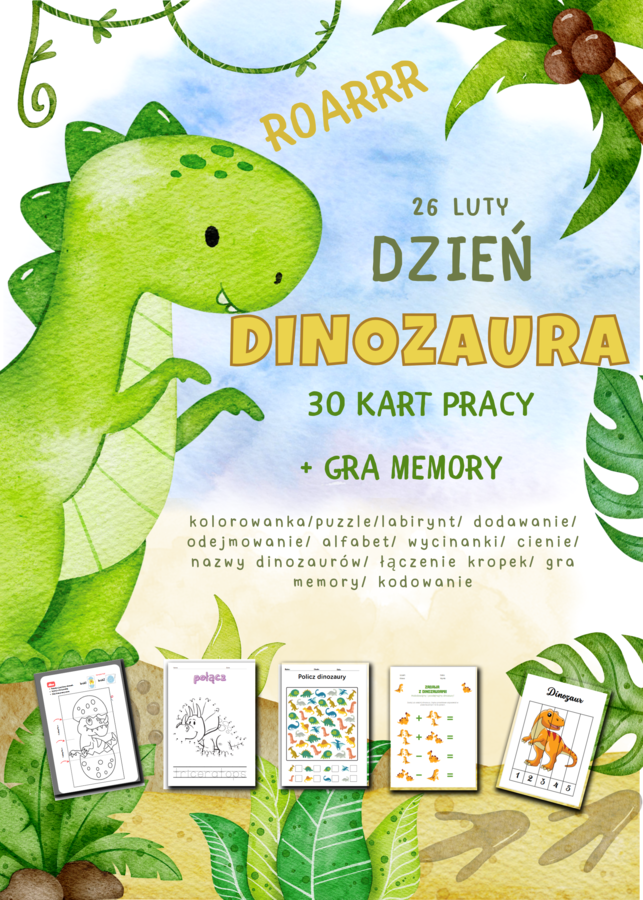 🦕 Dzień Dinozaura – zestaw kart pracy i zabaw 🦖