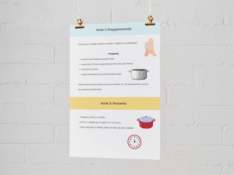 Jak obrać i przechowywać migdały? Plakat edukacyjny.