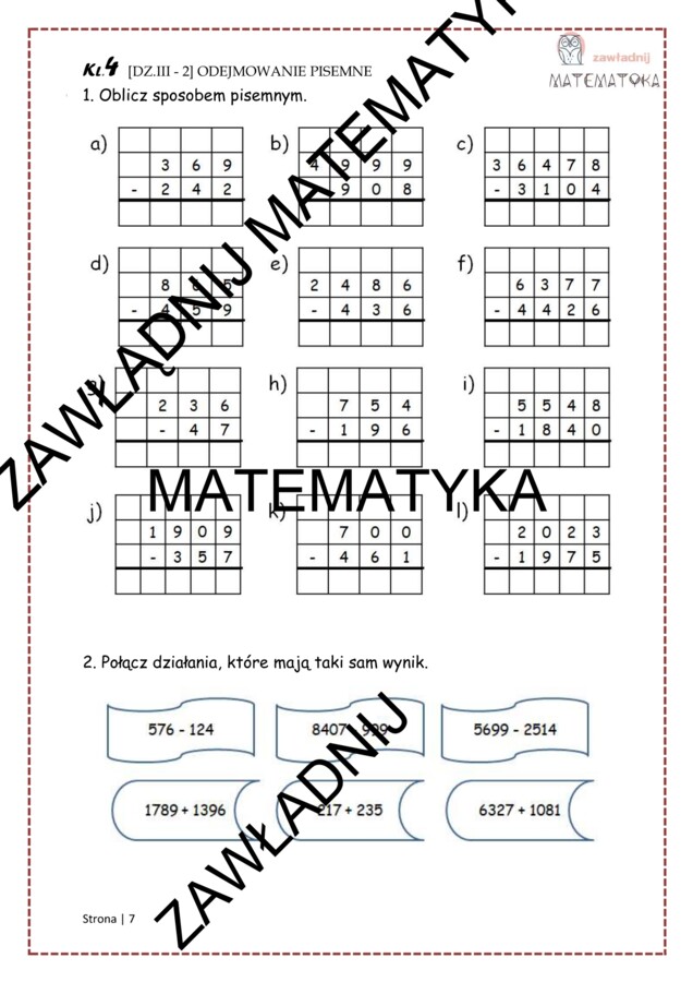 Dział III: Działania pisemne