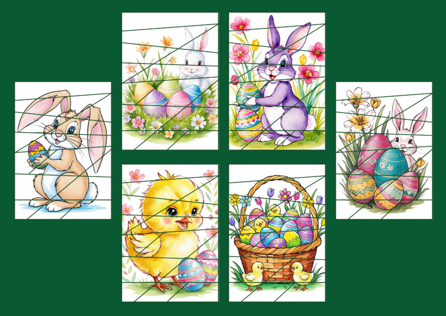 WIELKANOC – puzzle – wiosna – biblioteka – przedszkole – świetlica – 12 wersji