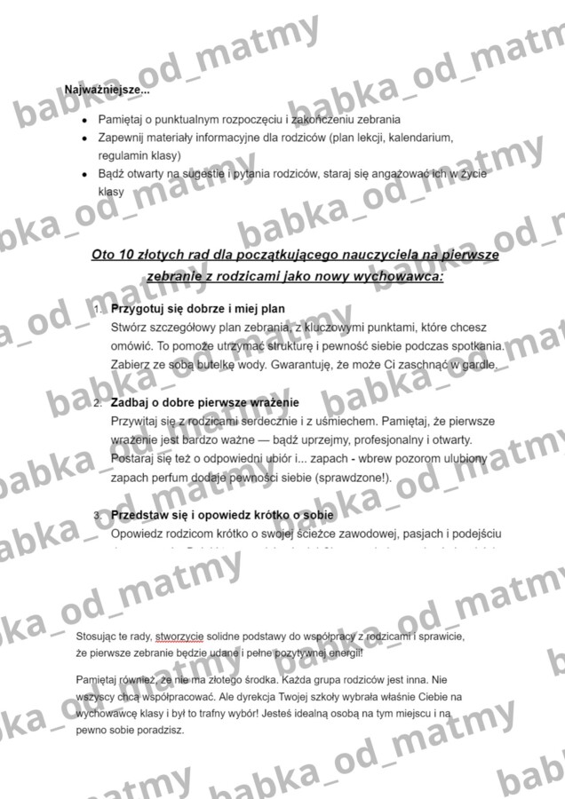 SCENARIUSZ zebrania organizacyjnego - gotowy do natychmiastowego użycia, dostosowany do potrzeb wychowawców!