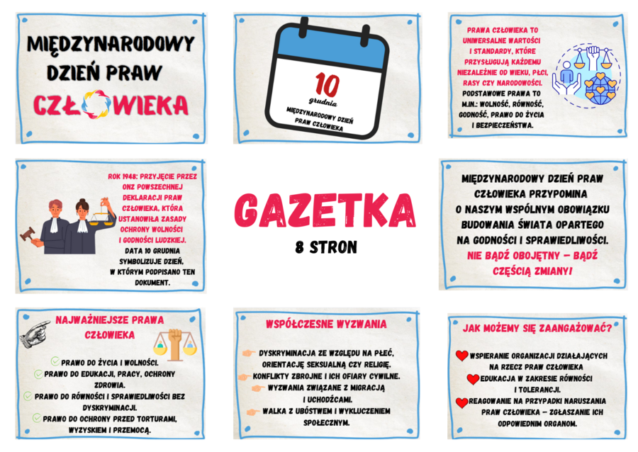 Międzynarodowy Dzień Praw Człowieka/ Prawa człowieka - GAZETKA