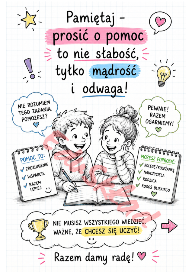 📚 Dlaczego warto chodzić do szkoły? – gazetka szkolna w wersji rysunkowej