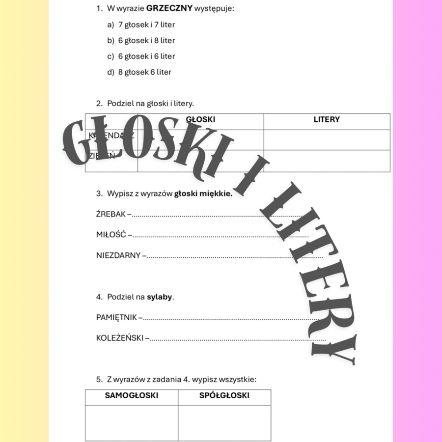 Głoski i litery klasa 4