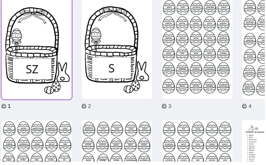 Wielkanocne różnicowanie głosek "sz" i "s" z zającem Szymonem.