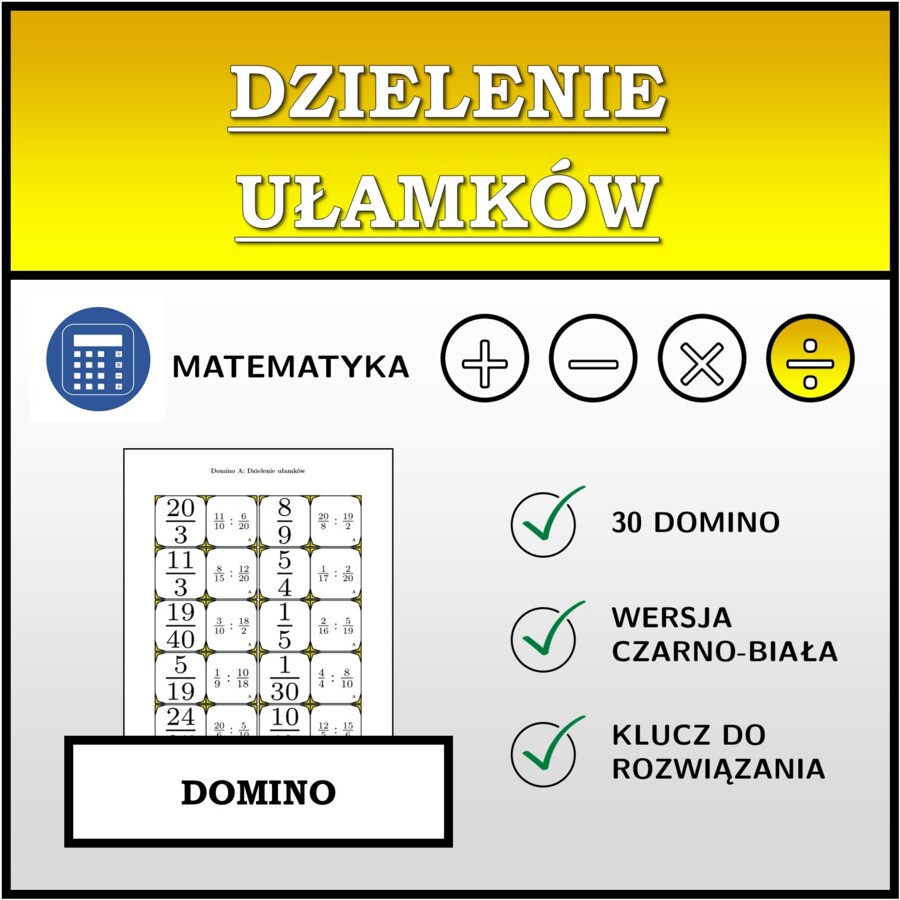 Domino - Dzielenie ułamków | matematyka