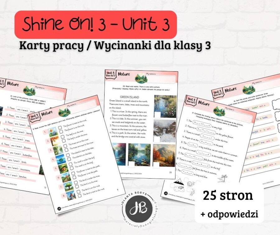 Materiały do Shine On! 3 Unit 3 – Nature – karty pracy – wklejki/wycinanki