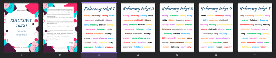 Kolorowy tekst - ćwiczenie koncentracji