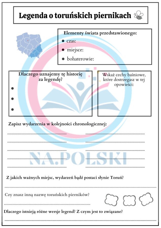Legenda o toruńskich piernikach - karta pracy