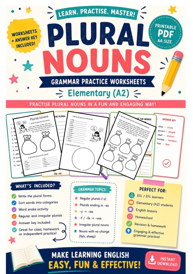 Plural Nouns Worksheet A2