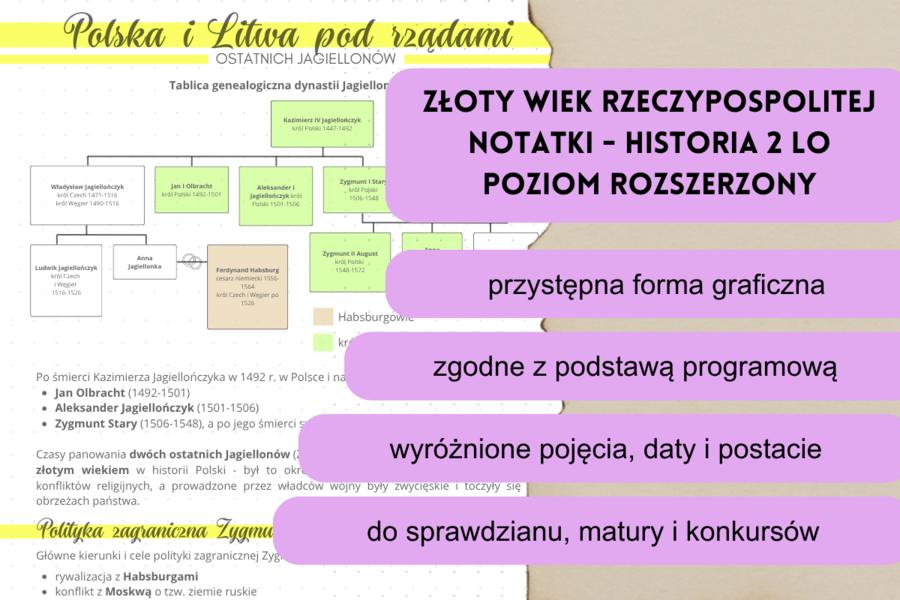Złoty wiek Rzeczypospolitej - notatki historia 2 LO poziom rozszerzony