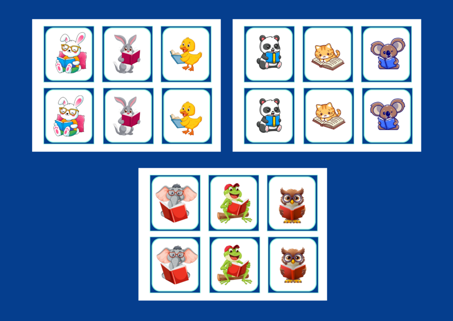 DZIEŃ KSIĄŻKI – zwierzęta – memory – 42 szt. – biblioteka – przedszkole – świetlica