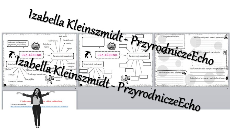 Karta pracy i pomysł/inspiracja na lekcję „Uzależnienia są groźne” - karta pracy wykonana w power point + gratisowy pomysł na lekcję - link do lekcji multimedialnej niekomercyjnej wykonanej w genial.ly do indywidualnego pobrania i użycia do celów niekome