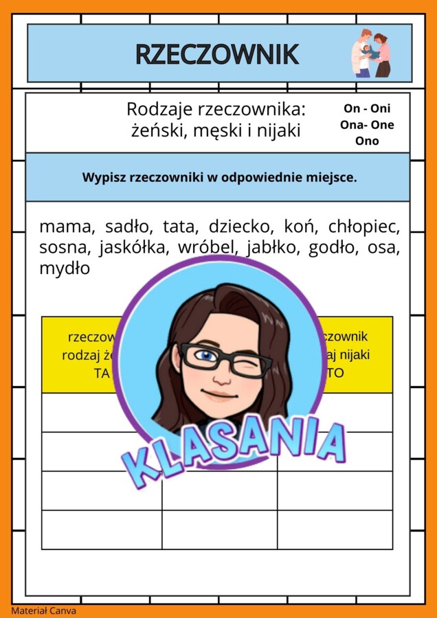 Rzeczownik- rodzaje i liczby rzeczownika