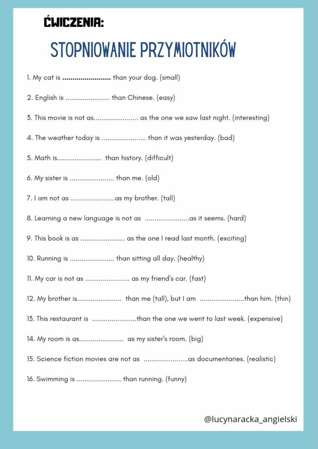 Stopniowanie przymiotników jęz. angielski