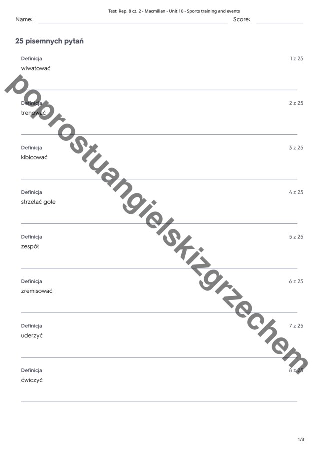 Repetytorium Ósmoklasisty cz. 2 (Macmillan) – Unit 10 (2) – testy