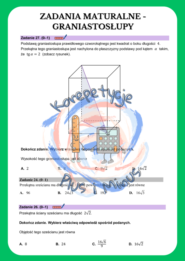Zadania maturalne graniastosłupy