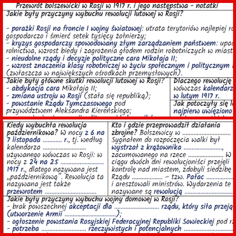 Przewrót bolszewicki w Rosji w 1917 r. i jego następstwa