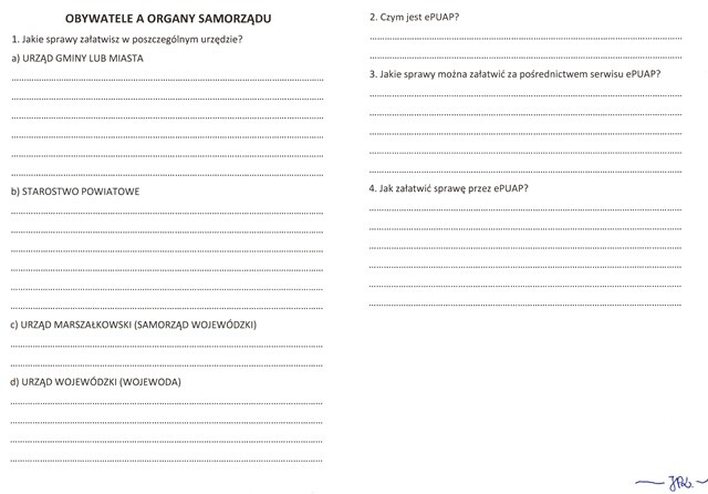 Obywatele a organy samorządu (karta pracy)