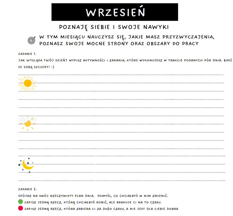 INNOWACJA PEDAGOGICZNA, GODZINA WYCHOWAWCZA, KLASY 4-7, PLANOWANIE CZASU, GOTOWA KARTA INNOWACJI