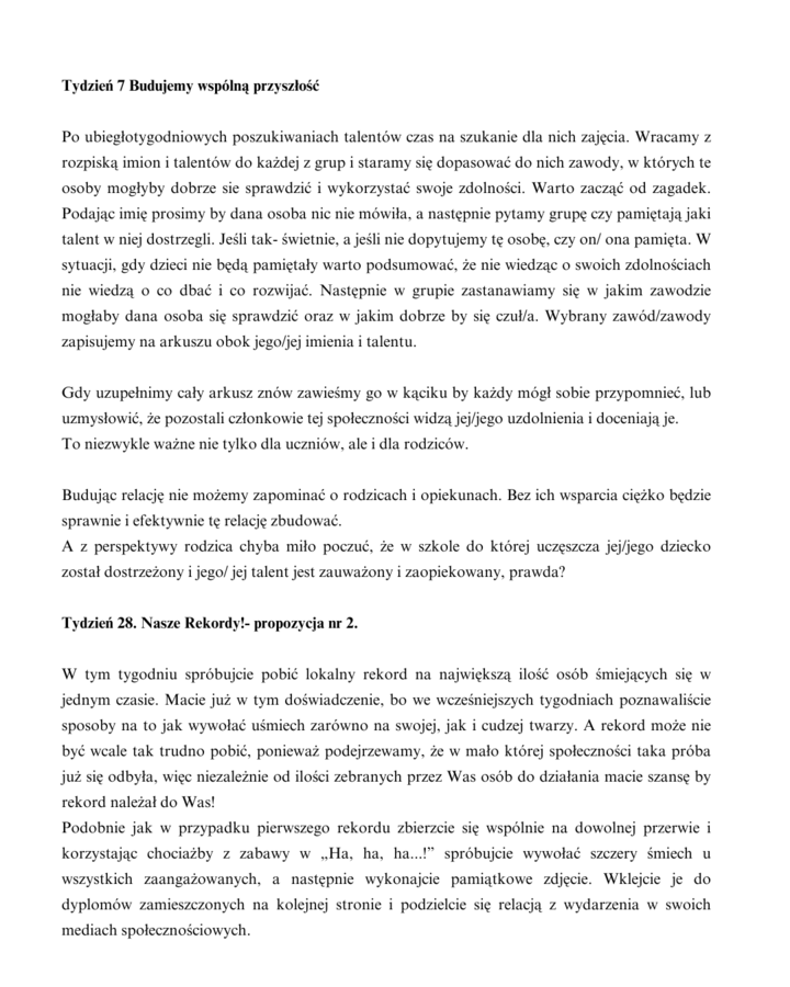 "Przerwa na RELACJE" projekt, innnowacja własna /wychowawca, psycholog, pedagog, świetlica, biblioteka/