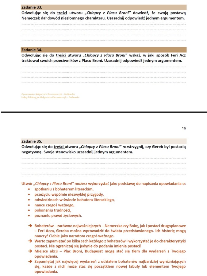 99 zadań z treści lektur z klas IV-VIII