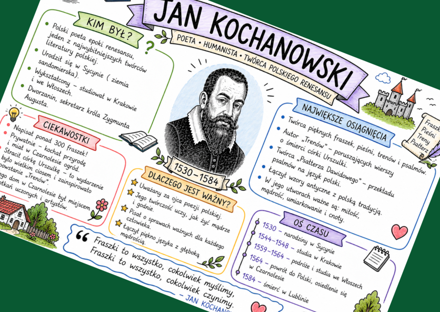 JAN KOCHANOWSKI - sketchnotka - "Treny" - "Fraszki"