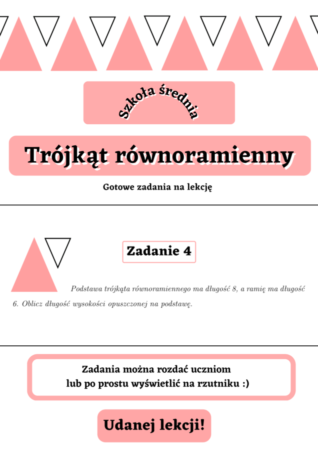 Trójkąt równoramienny - zadania maturalne. Szkoła średnia :-)