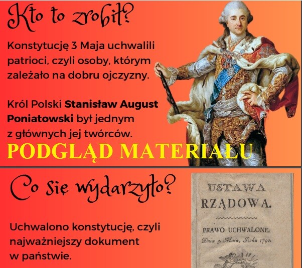 Konstytucja 3 Maja - prezentacja, zadania i notatka dla klasy 4