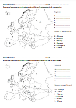 Kartkówka - mapa polityczna Europy