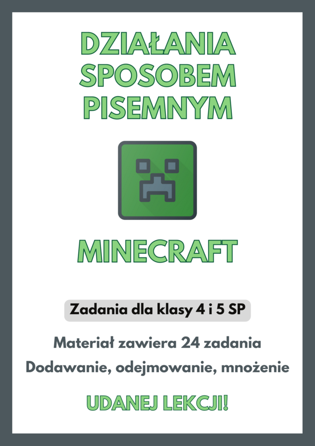 Działania sposobem pisemnym Minecraft :-)