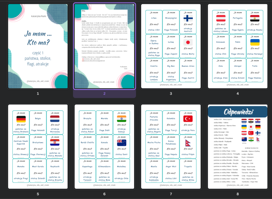 Ja mam ... Kto ma? część 1 - państwa, stolice, flagi, atrakcje