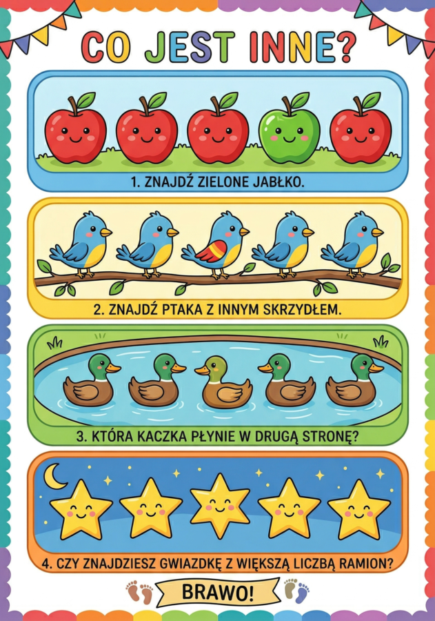 Karta pracy przedszkole - Co jest inne  - 1