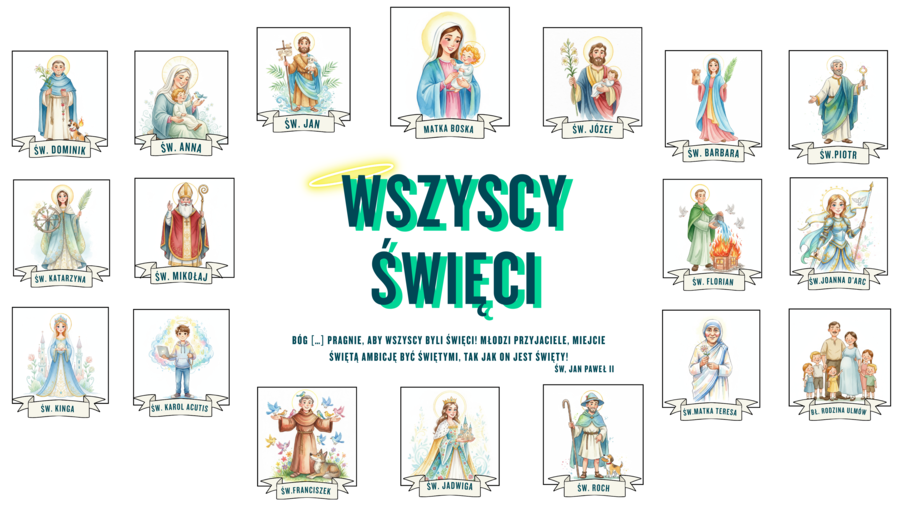 🕊️ „Wszyscy Święci” – wyjątkowa gazetka szkolna, oryginalne, niepowtarzalne grafiki, możliwość własnej aranżacji