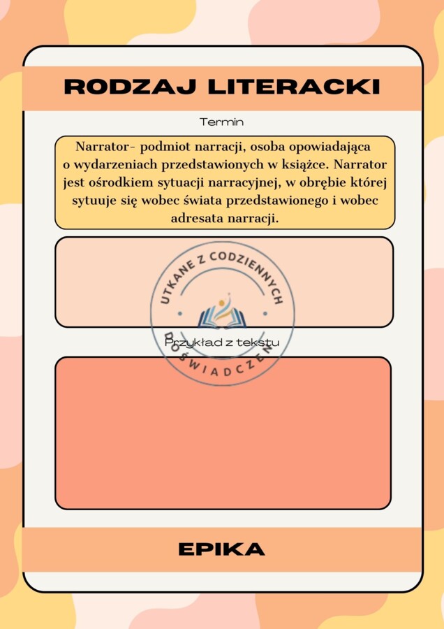 Czy znasz rodzaje literackie?- karty graficzne do ćwiczeń