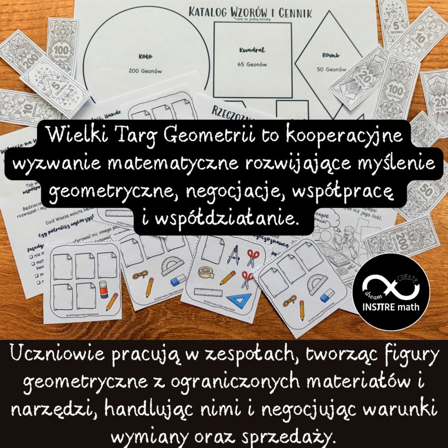 Wielki Targ Geometrii - kooperacyjne wyzwanie matematyczne na koniec lub początek roku. Geometria, negocjacje i współpraca.