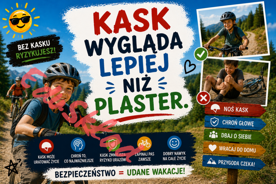 🌞 Bezpieczne Wakacje — nowoczesne plakaty edukacyjne na gazetkę szkolną 🌊🚴⛰️📱