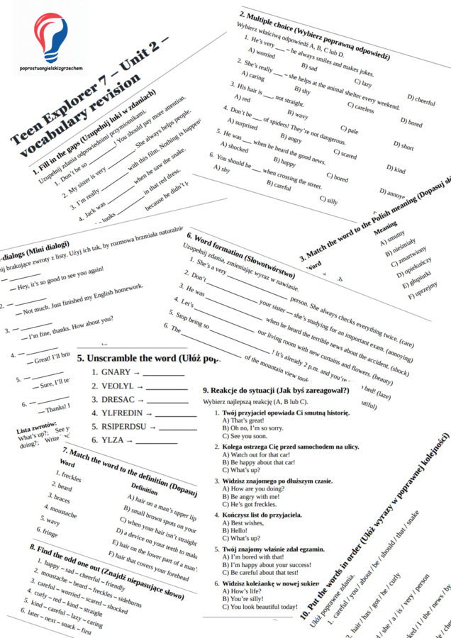 Teen Explorer 7 – Unit 2 – vocabulary revision